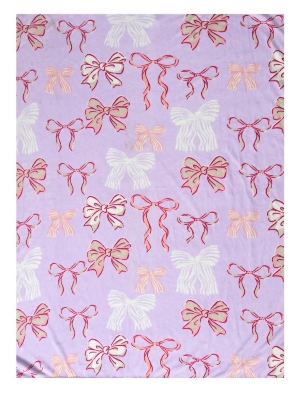 Purple Bow Print Throw Blanket by Ways to Celebrate
